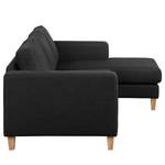 Ecksofa MAISON 2-Sitzer mit Longchair Webstoff Lark: Schwarz - Longchair davorstehend rechts