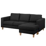 Ecksofa MAISON 2-Sitzer mit Longchair Webstoff Lark: Schwarz - Longchair davorstehend rechts