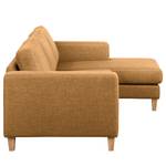 Ecksofa MAISON 2-Sitzer mit Longchair Webstoff - Webstoff Lark: Senfgelb - Longchair davorstehend rechts