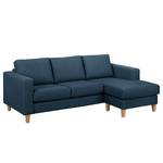 Ecksofa MAISON 2-Sitzer mit Longchair Webstoff Lark: Dunkelblau - Longchair davorstehend rechts