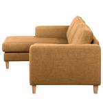 Ecksofa MAISON 2-Sitzer mit Longchair Webstoff - Webstoff Lark: Senfgelb - Longchair davorstehend links