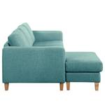 Ecksofa MAISON 2-Sitzer mit Longchair Webstoff - Webstoff Lark: Petrol - Longchair davorstehend links