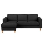 Ecksofa MAISON 2-Sitzer mit Longchair Webstoff Lark: Schwarz - Longchair davorstehend links