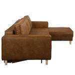 Ecksofa MAISON mit Schlaffunktion Antiklederlook - Mischgewebe Xia: Cognac - Longchair davorstehend rechts