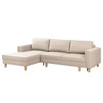 Ecksofa MAISON mit Schlaffunktion Webstoff Inas: Cappuccino - Longchair davorstehend links