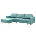 Ecksofa MAISON mit Schlaffunktion Webstoff Lark: Petrol - Longchair davorstehend links