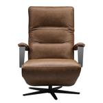 Relaxfauteuil Asunden antieke leerlook - Textielmix Bulan: Tabak