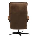 Relaxfauteuil Asunden antieke leerlook - Textielmix Bulan: Tabak