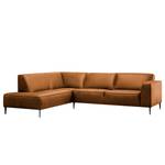 Ecksofa Chaides Antiklederlook - Mischgewebe Bulan: Cognac - Ottomane davorstehend links