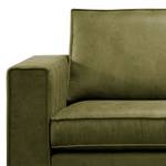 Ecksofa Locana Antiklederlook - Microfaser Cheri: Olive - Ottomane davorstehend rechts