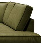 Ecksofa Locana Antiklederlook - Microfaser Cheri: Olive - Ottomane davorstehend rechts