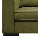 Ecksofa Locana Antiklederlook - Microfaser Cheri: Olive - Ottomane davorstehend rechts