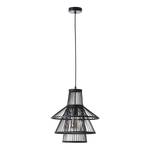 Lampada a sospensione Hartland Rattan / Ferro - 1 punto luce - Nero