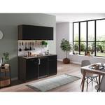 Mini keuken Cano I Inclusief elektrische apparaten - Zwart/Donkere eikenhouten look - Breedte: 150 cm - Glas-keramisch