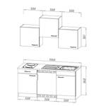 Mini keuken Cano I Inclusief elektrische apparaten - Wit/donkere eikenhouten look - Breedte: 150 cm - Glas-keramisch