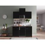 Mini keuken Cano II Inclusief elektrische apparaten - Zwart/Donkere eikenhouten look - Breedte: 150 cm - Glas-keramisch