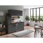 Mini keuken Cano I Inclusief elektrische apparaten - Grijs/Donkere eikenhouten look - Breedte: 180 cm - Kookplaten