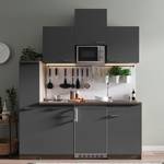 Mini keuken Cano II Inclusief elektrische apparaten - Grijs/Donkere eikenhouten look - Breedte: 180 cm - Glas-keramisch