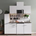 Mini keuken Cano II Inclusief elektrische apparaten - Wit/donkere eikenhouten look - Breedte: 180 cm - Glas-keramisch