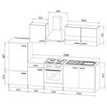 Küchenzeile Andrias II Inklusive Elektrogeräte - Schwarz / Eiche Sägerau Dekor - Breite: 270 cm - Ohne Kochfeld