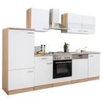 Cuisine équipée Andrias IV Blanc / Imitation chêne brut de sciage - Largeur : 280 cm - Sans table de cuisson