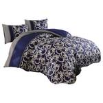 Parure de lit Pera Satin de coton - Bleu / Beige - 155 x 220 cm + oreiller 80 x 80 cm