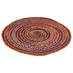 Tapis Ethno Jute / Coton - Multicolore - Rose foncé