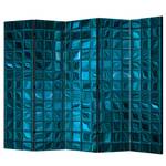 Paravent Azure Mosaic Intissé sur bois massif - Bleu - 5 éléments