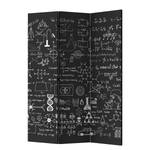 Paravent Science on Chalkboard Intissé sur bois massif - Noir / Blanc - 3 éléments