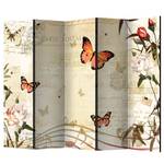 Paravent Melodies of Butterflies Intissé sur bois massif - Multicolore - 5 éléments