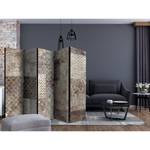 Kamerscherm Geometric Textures vlies op massief hout  - grijs - 5-delige set