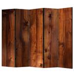 Paravent Pine Board Intissé sur bois massif - Marron - 5 éléments