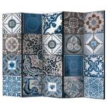 Paravento Blue Arabesque Tessuto non tessuto su legno massello  - Multicolore - 5 pannelli