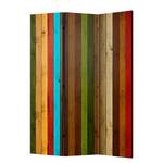 Paravento Wooden Rainbow Tessuto non tessuto su legno massello  - Multicolore - 3 pannelli
