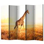 Paravent Giraffe Walk Intissé sur bois massif - Multicolore - 5 éléments