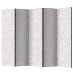 Kamerscherm Colourless Leaves vlies op massief hout  - beige - 5-delig