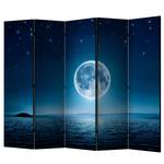 Paravento Moonlit Night Tessuto non tessuto su legno massello  - Blu - 5 pannelli