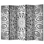 Paravento White Mandala Tessuto non tessuto su legno massello  - Nero / Bianco - 5 pannelli