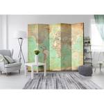 Paravent Turquoise World Map Intissé sur bois massif - Multicolore - 5 éléments