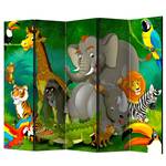 Paravento Colourful Safari Tessuto non tessuto su legno massello  - Multicolore - 5 pannelli