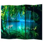 Kamerscherm Kursunlu Waterfalls vlies op massief hout  - blauw/groen - 5-delige set