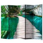 Paravent Emerald Lake Vlies auf Massivholz  - Mehrfarbig- 5-teilig