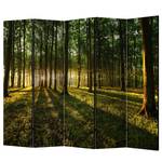 Kamerscherm Morning in the Forest vlies op massief hout  - groen - 5-delige set