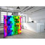 Kamerscherm Colourful Cubes vlies op massief hout  - meerdere kleuren - 5-delige set