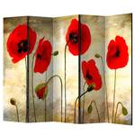 Paravento Golden Field of Poppies Tessuto non tessuto su legno massello  - Multicolore - 5 pezzi