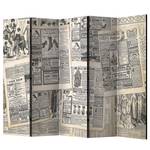 Paravent Vintage Newspapers Vlies auf Massivholz  - Mehrfarbig - 5-teilig
