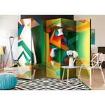 Paravento Colourful Space Tessuto non tessuto su legno massello  - Multicolore - 5 pannelli