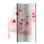 Paravent Cherry Blossom Vlies auf Massivholz  - Rosa / Weiß - 3-teilig