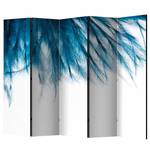 Paravento Sapphire Feathers Tessuto non tessuto su legno massello  - Blu / Bianco - 5 pezzi