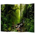 Paravento The Fairytale Forest Tessuto non tessuto su legno massello  - Verde - 5 pezzi
